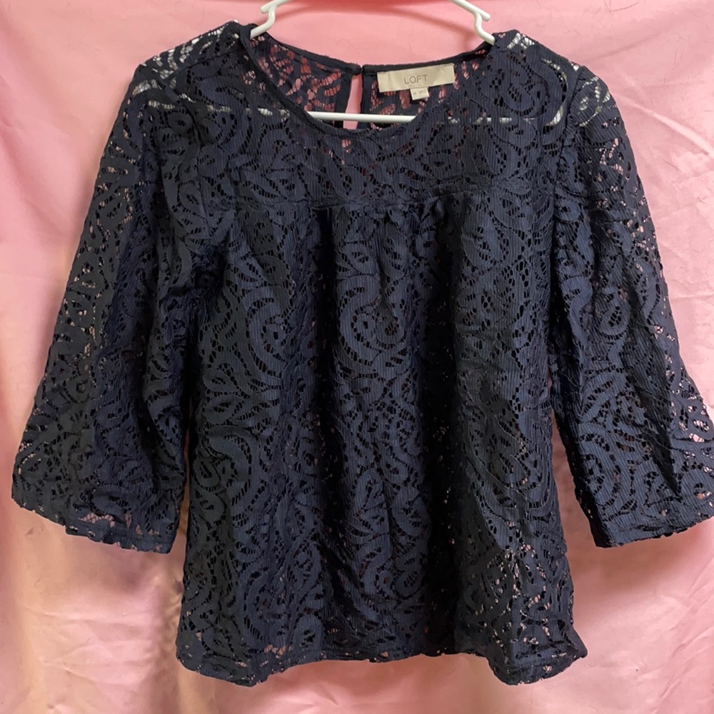 Navy Lace Top